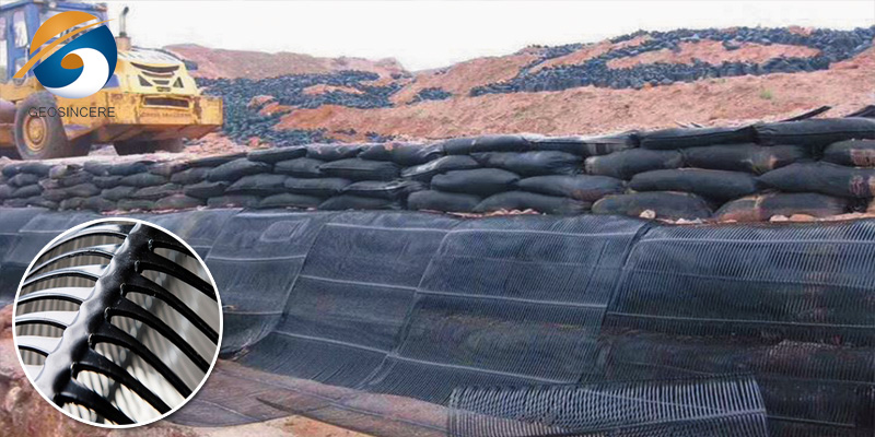 Одноосная пластиковая георешетка для контроля эрозии подпорных стенок