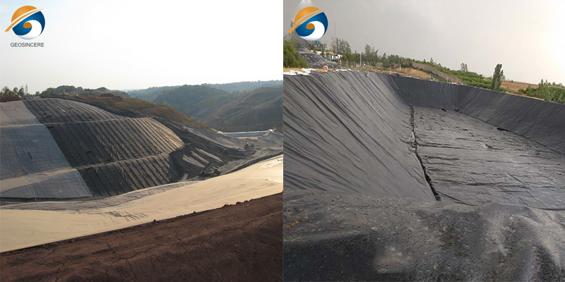 بطانة مكب النفايات البلاستيكية السوداء المقواة بالبولي إيثيلين بطانة مكب النفايات البلاستيكية السوداء المقواة بالبولي إيثيلين