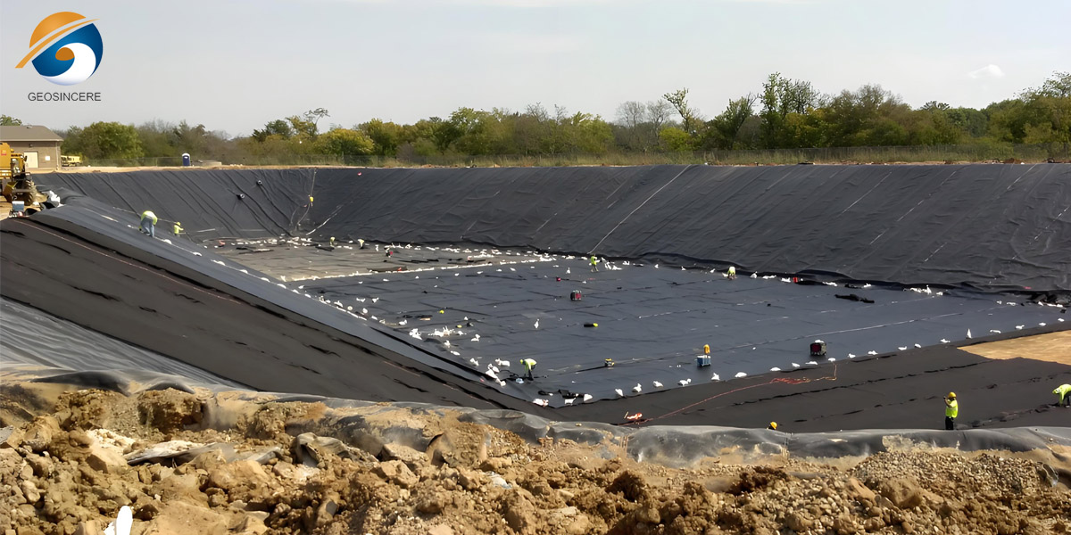 Геомембранный пруд для хранения отходов Геомембранный пруд для хранения отходов