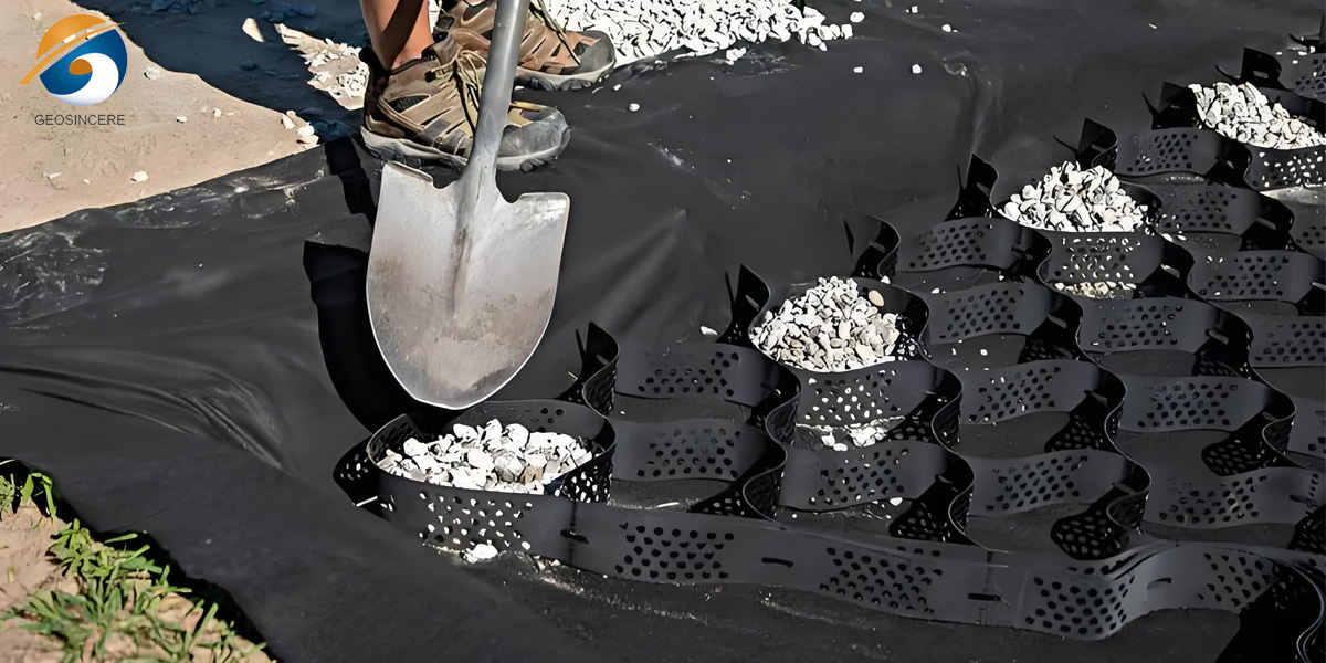 Пластиковая геоячеистая сетка для укрепления дорожного полотна и насыпей Пластиковая геоячеистая сетка для укрепления дорожного полотна и насыпей