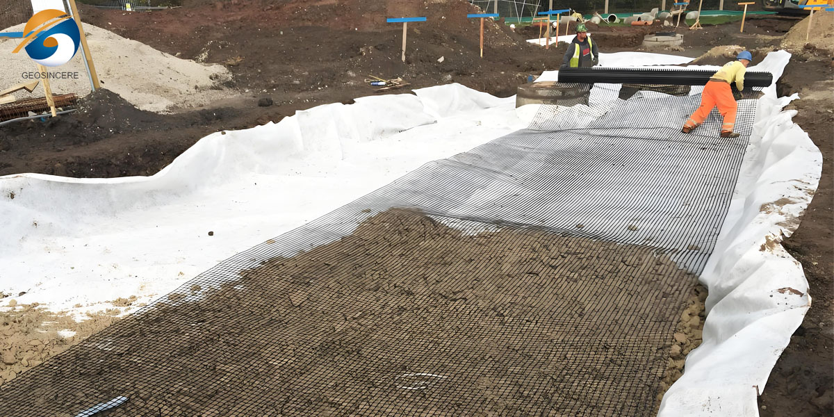 Пластиковая двуосная георешетка для дорог