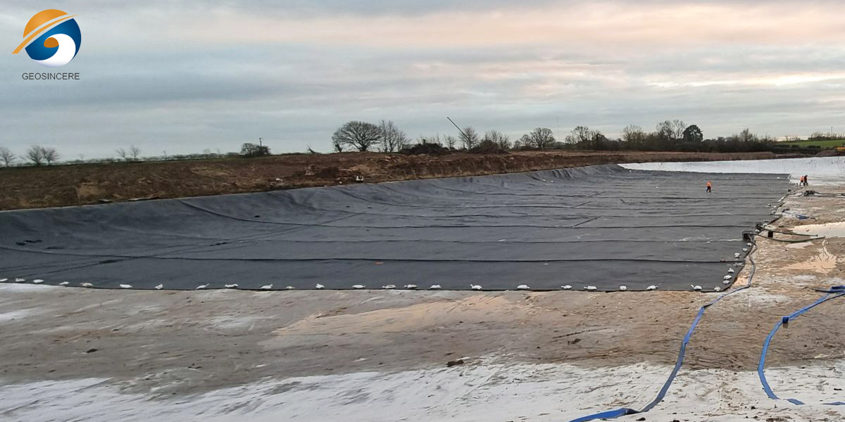 Geomembrana de polietileno de alta densidade para contenção em exploração mineira